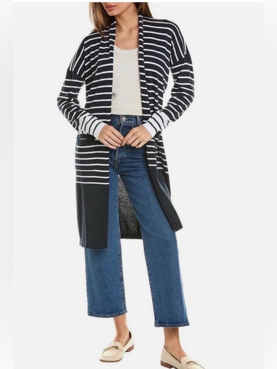 CAbi Sweaters - Cabi Navy & White Stripes Small S Open front duster cardigan pockets nautical